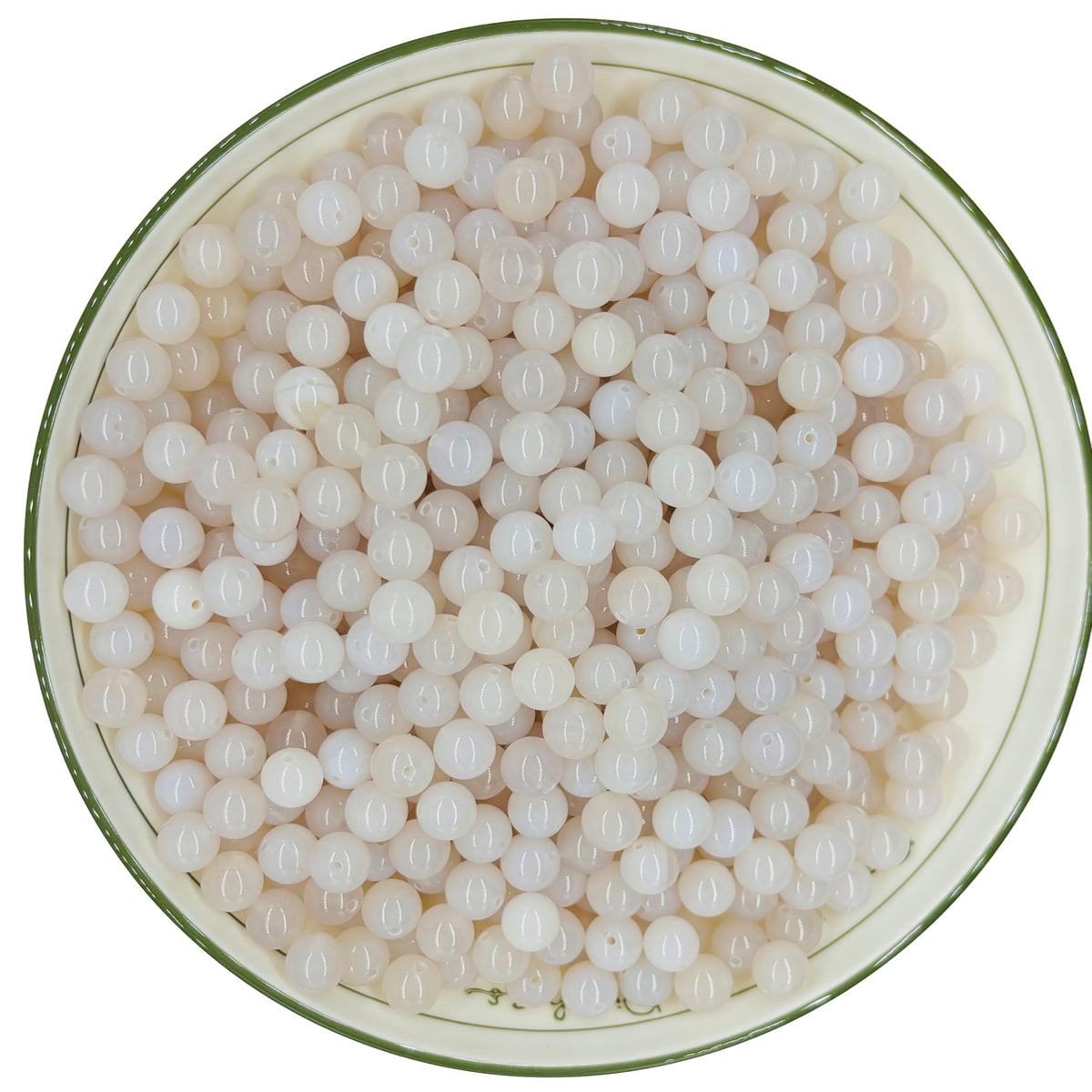 WHNKFB 10mm 50PCS Natural White Agate Round Beads, Banded Loose Stone Beads for Jewelry Making Craft - 4mm 6mm 8mm 10mm Options with Free Elastic Cord
