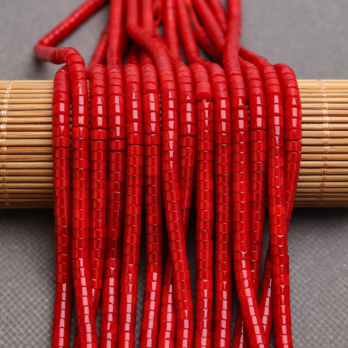 BONNY BOXX 150PCs Natural Red Coral Spacer Beads, Loose Semi Precious Flat Round Gemstone Heishi Disc Stone Beads for Beading Jewelry Making 4mm*2mm
