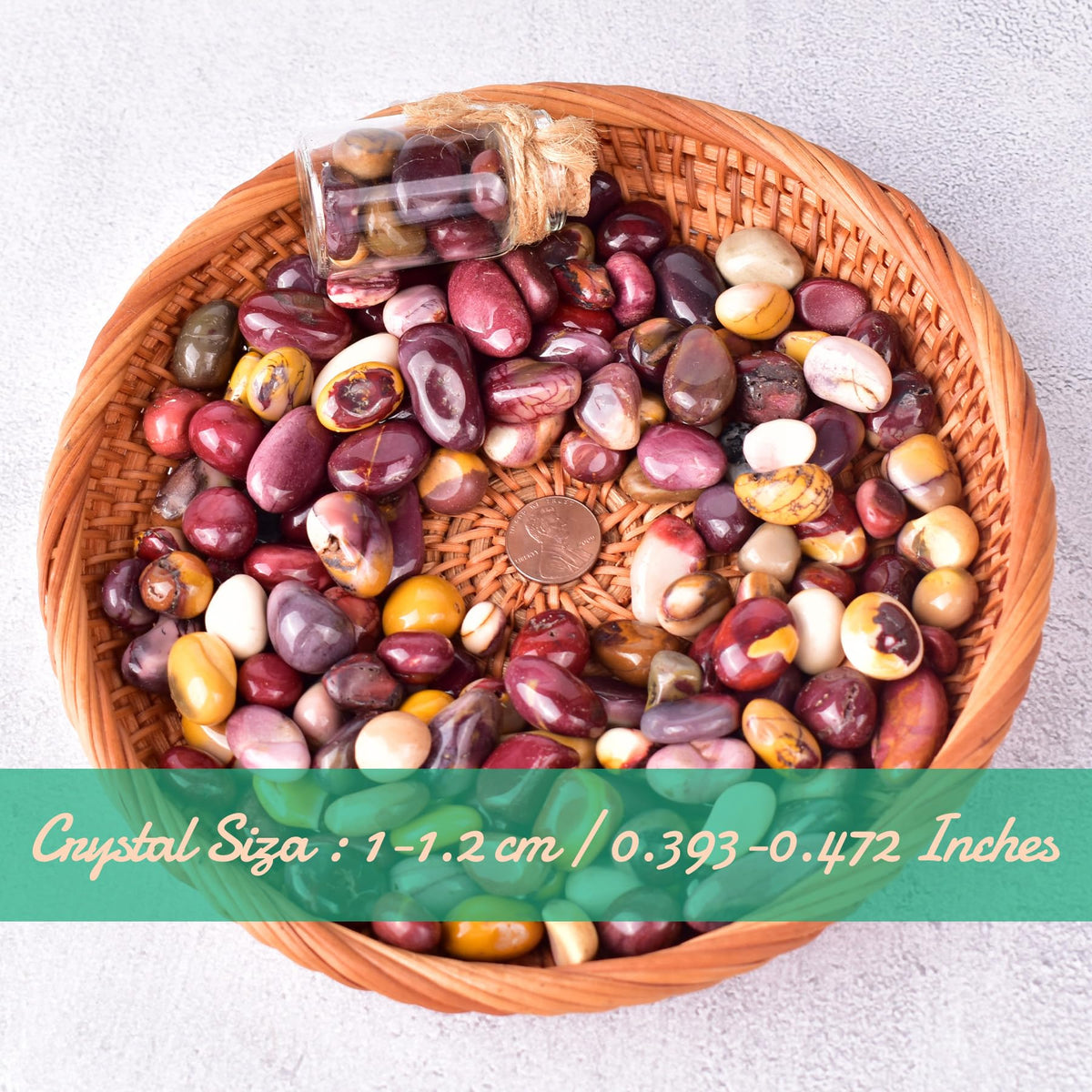 SigMntun Polished Mookaite Jasper Crystal Chips Set, 0.4", 128 Pcs - Handpicked Tumbled Stones and Crystals Bulk for Healing, Reiki, Meditation, Witchcraft and Home Decor