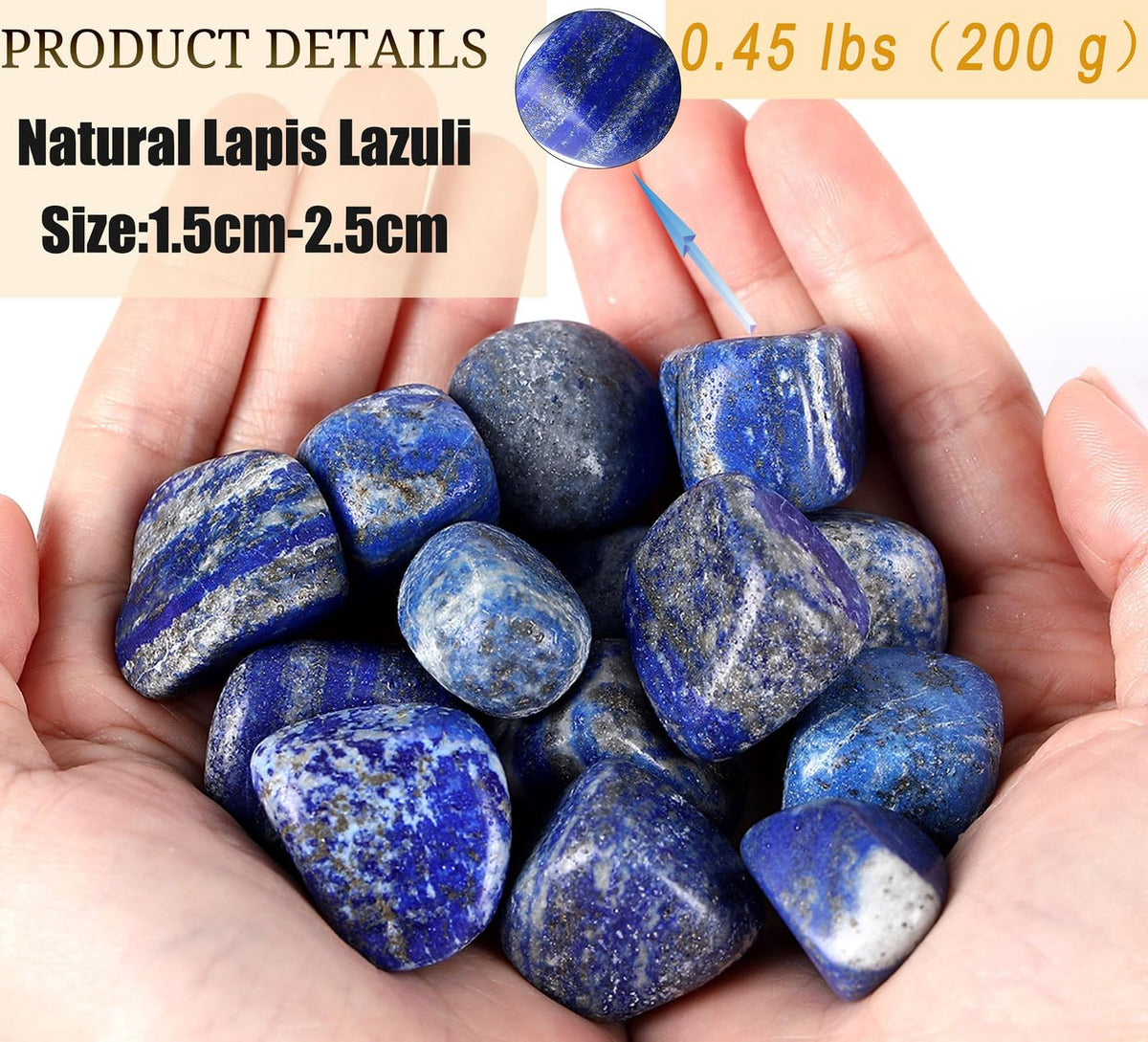 DUQGUHO Lapis Lazuli Healing Crystals Stones Set Natural Crystals Bulk Irregular Tumbled Polished Crystal Stones Bulk Rocks 0.45 lbs