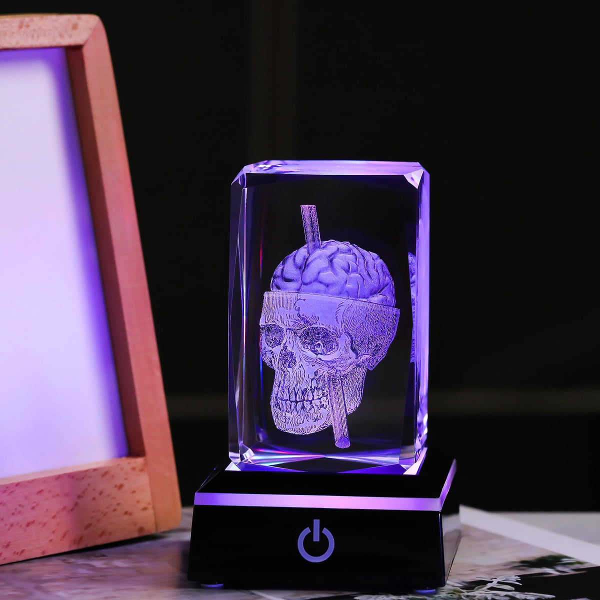 Qianwei 3D Crystal Skull Decor- Halloween Skull Light Witch Figurines Occult Medieval Goth Satanic Home Desk Glass Skull Decor Witchy Gifts Horror Lilith Statue