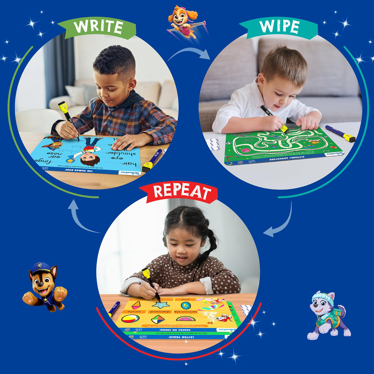 Skillmatics I Can Write PAW Patrol - Reusable Preschool Learning Activities, Educational Toy and Game, Back to School Supplies, Gifts for Students, Kids, Toddlers Ages 3, 4, 5, 6