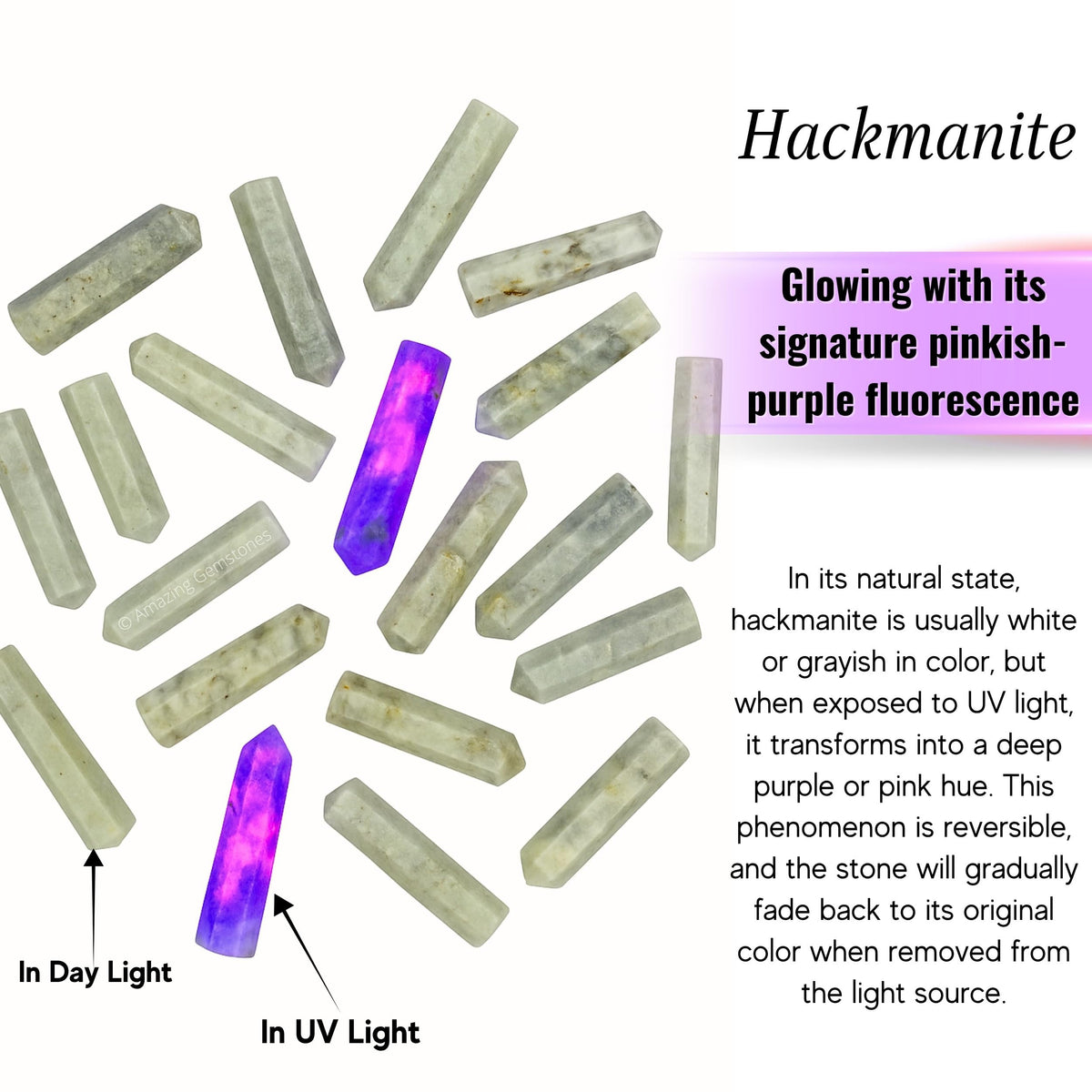 Amazing Gemstone Hackmanite Crystal Points Bulk Healing Crystals - Pack of 3 Single Terminated Healing Wand Point Bulk Crystals for Crafts, Crystal Grid, DIY Work - Premium Crystals - Beginners Gift