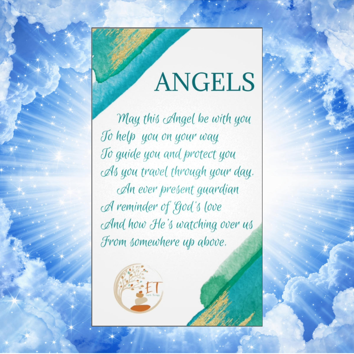 Earth Therapy Original Pocket Guardian Angel with Serenity Prayer Card - Green Aventurine Healing Stone Figurine - Bless Yourselves and Your Loved Ones