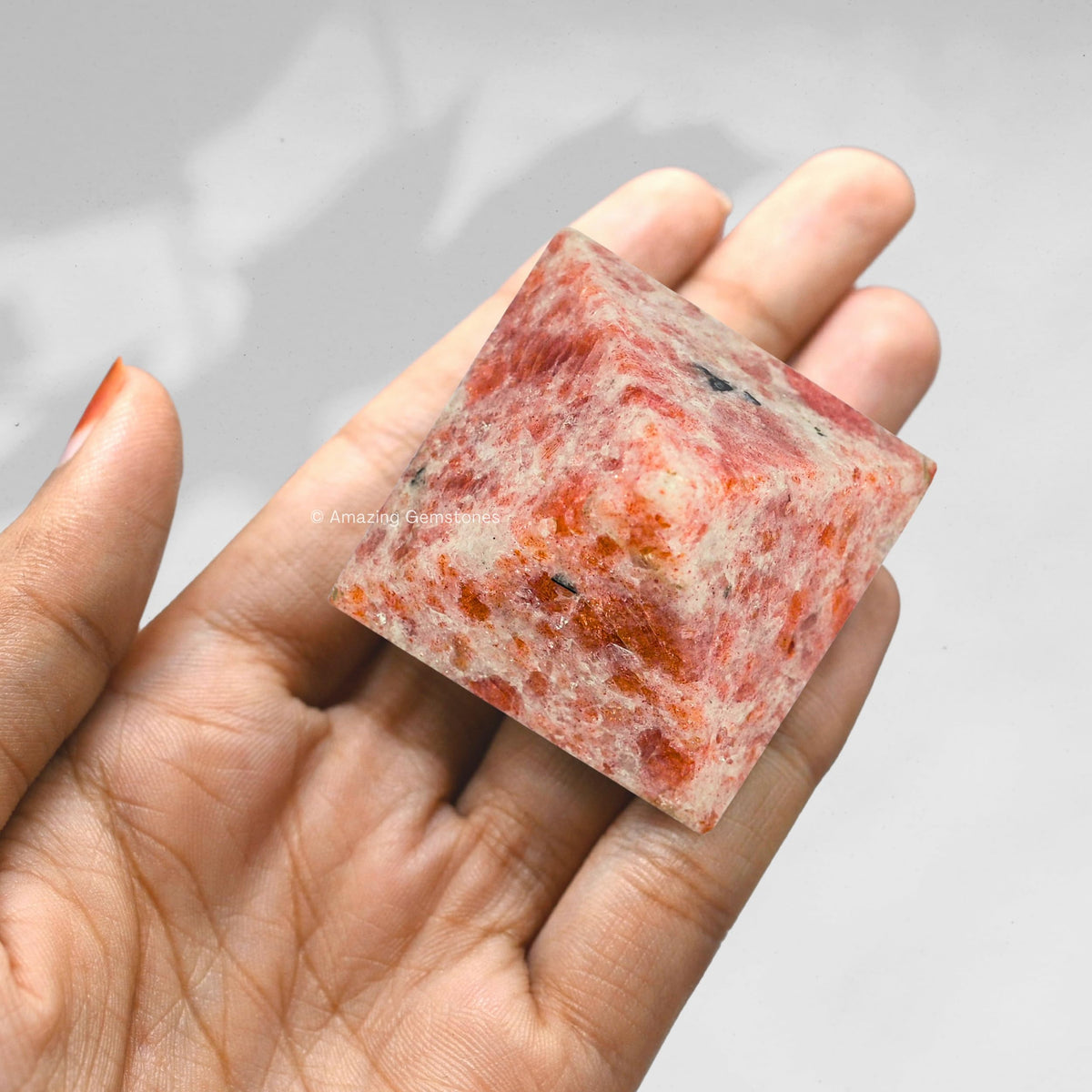 Amazing Gemstone Sunstone Pyramid Crystal Healing Stones - 1.5" Great Pyramid Figurine of Natural Stone Pyramid for Meditation, Reiki, Chakra Balancing and Crystal Pyramids Grid