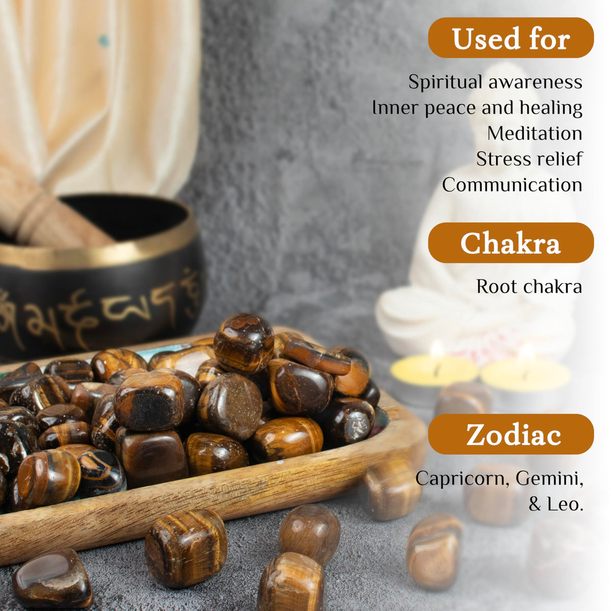 Crocon 1LB Tiger Eye Tumbled Stones and Crystals Bulk 2000+ Carats Natural Crystal Kit for Reiki Healing Crystal Polished, Tumble Stones, Chakra Balancing, Reiki Gift, Home Decor Size : 20-25 mm
