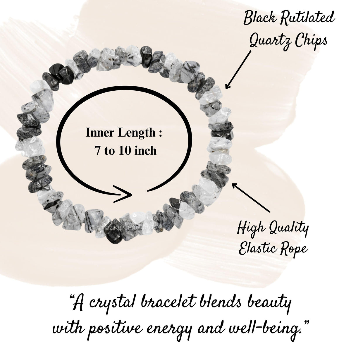 Amazing Gemstone Chips Bracelet (Black Rutilated Quartz)