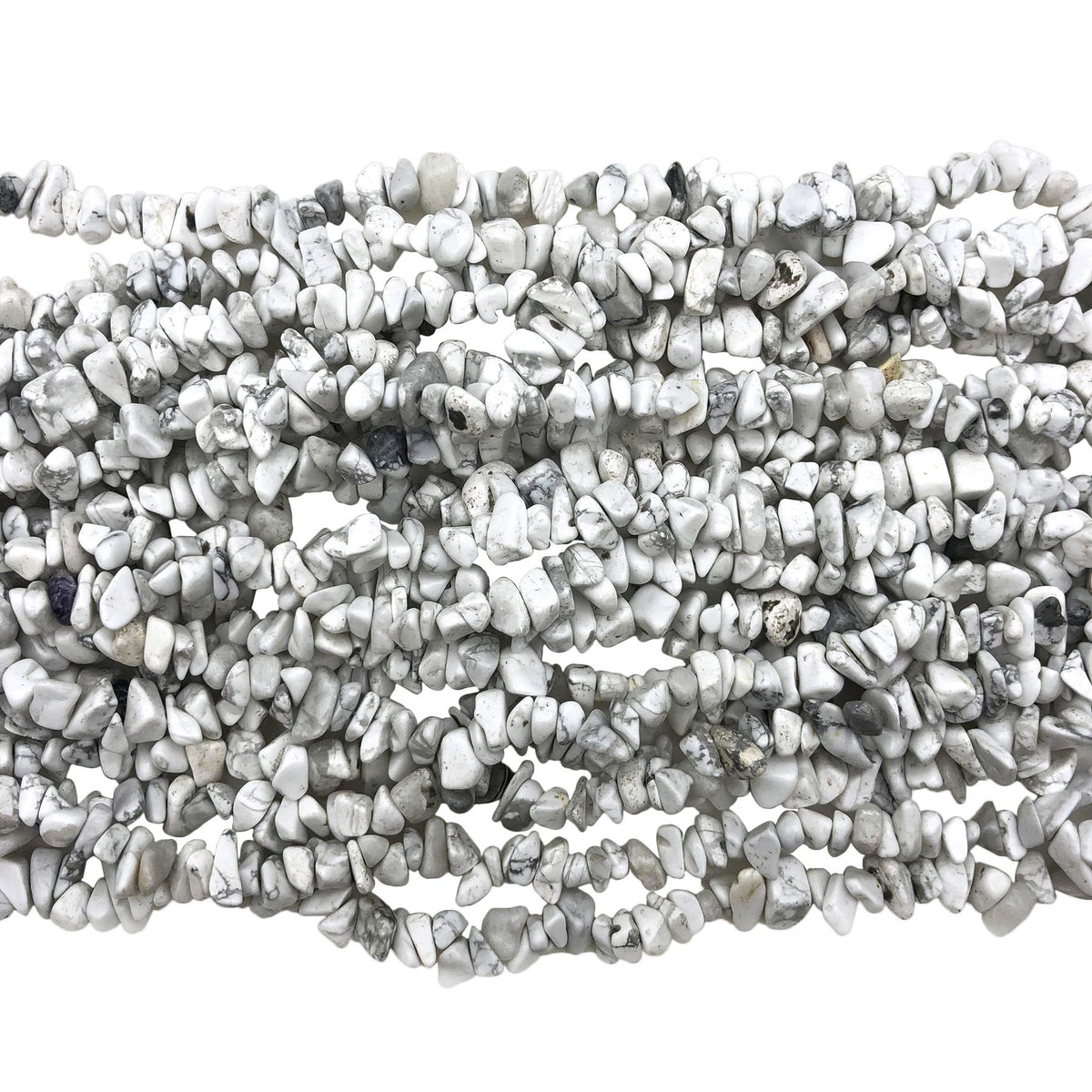Fekuar 64" Irregular Tumbled White Howlite Turquoise Chip Beads for Jewelry Making, Healing Crystal Drilled Loose Bead Strand DIY Craft Supplies, 5-8mm