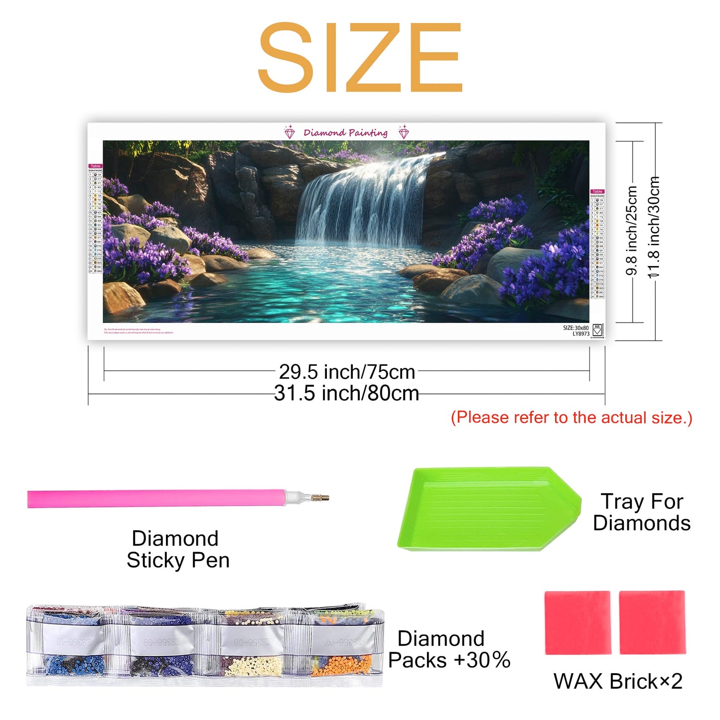 Zariocy 2 Pack Large Diamond Art Kits for Adults Landscape, DIY Diamond Painting Art Round Full Drill Crystal Diamond Embroidery Paintings Arts Craft for Home Wall Decor 31.5x11.81 inch