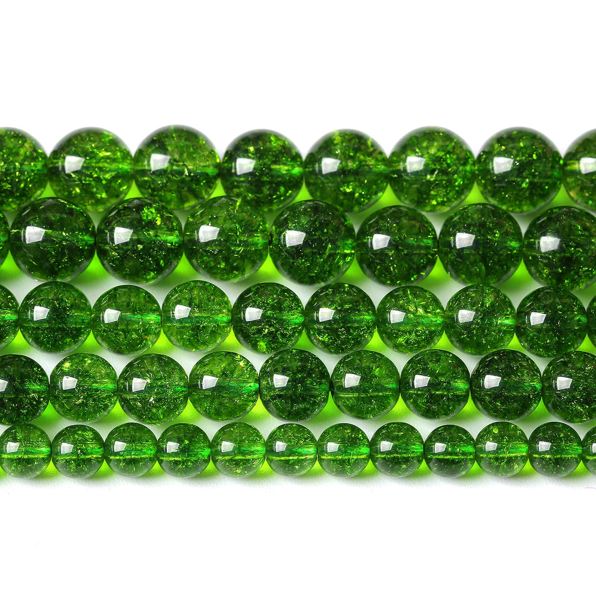 60PCS 6MM Beads Green Crystal Quartz Gem Energy Crystal Healing Jewelry Making Natural Stone Beads DIY(Green Crystal, 6MM)