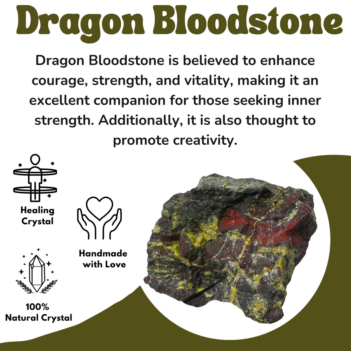 Amazing Gemstone Dragon Bloodstone Raw Crystals and Healing Stones, Natural Rocks For Tumbling - DIY Raw Stones And Crystals (1 Piece)