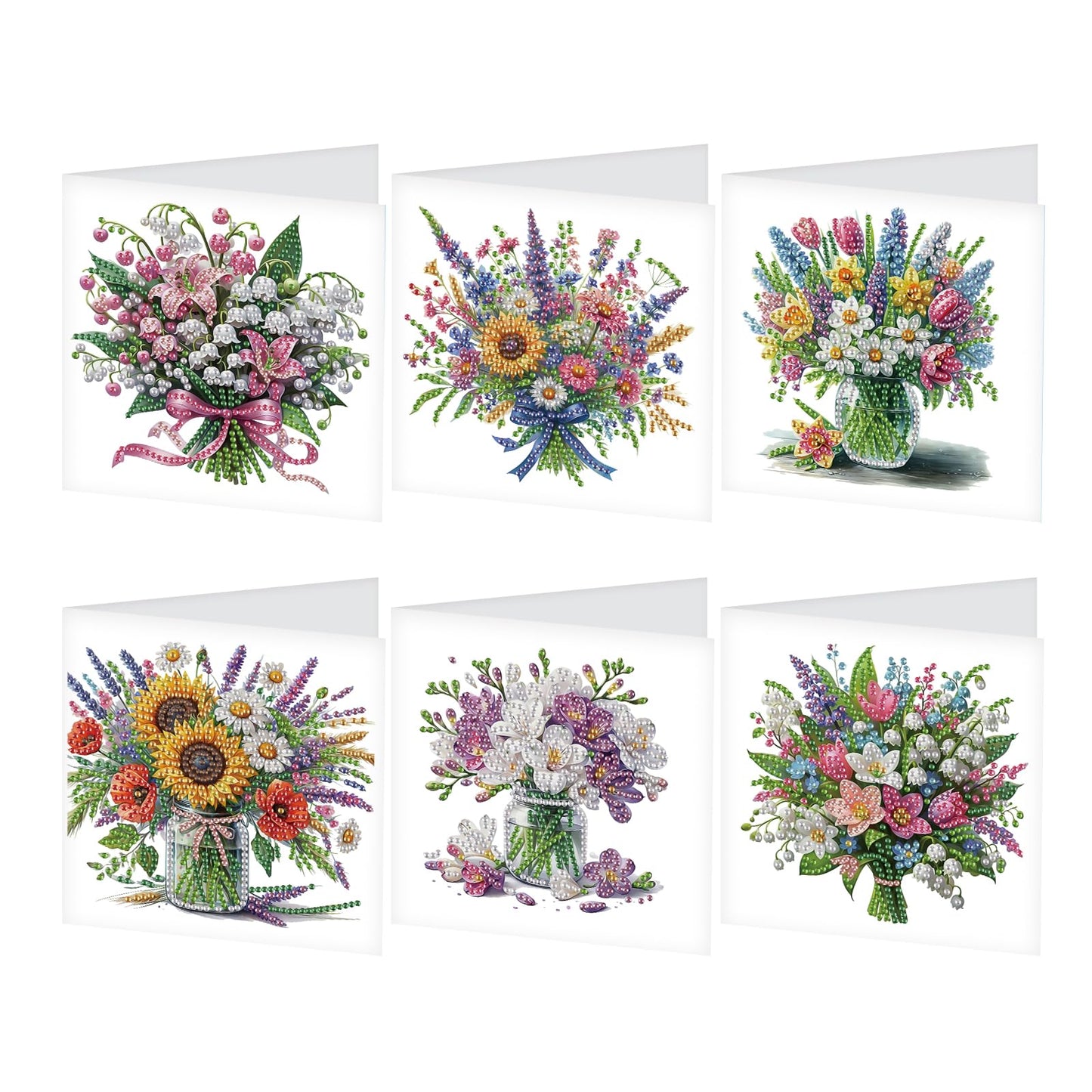 JZHYOAN 6Pcs Sunflower Diamond Art Card with Envelopes DIY Diamond Painting Cards Crystal Arts Craft Gem Art Gem Painting Mosaic Kit for Adults Birthday Greeting Cards for Holidays Celebrations