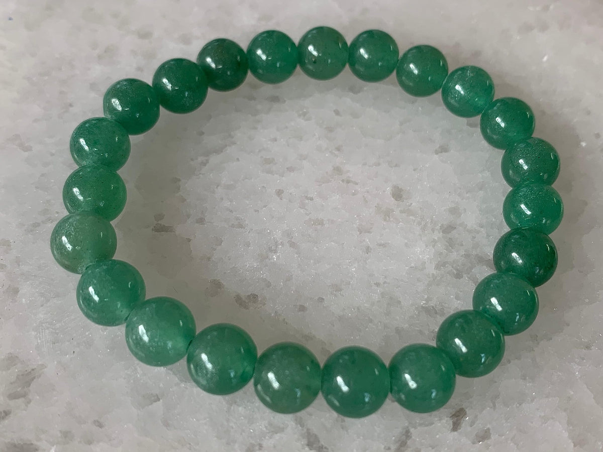 GAF TREASURES Green Aventurine Crystal Bead Bracelet 8mm, Genuine Green Aventurine Stretch Gemstone Bracelet, Healing Crystal Bracelet, Gift for Men & Women (1)