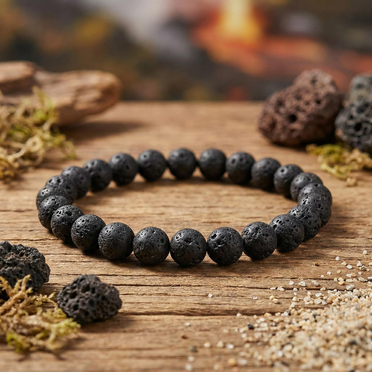 Yochus 45pcs Volcanic Rock/Black Lava Rock Beads，8mm Healing Power Natural Stone Round Loose Beads for Jewelry Making Earring Necklace DIY Crafts