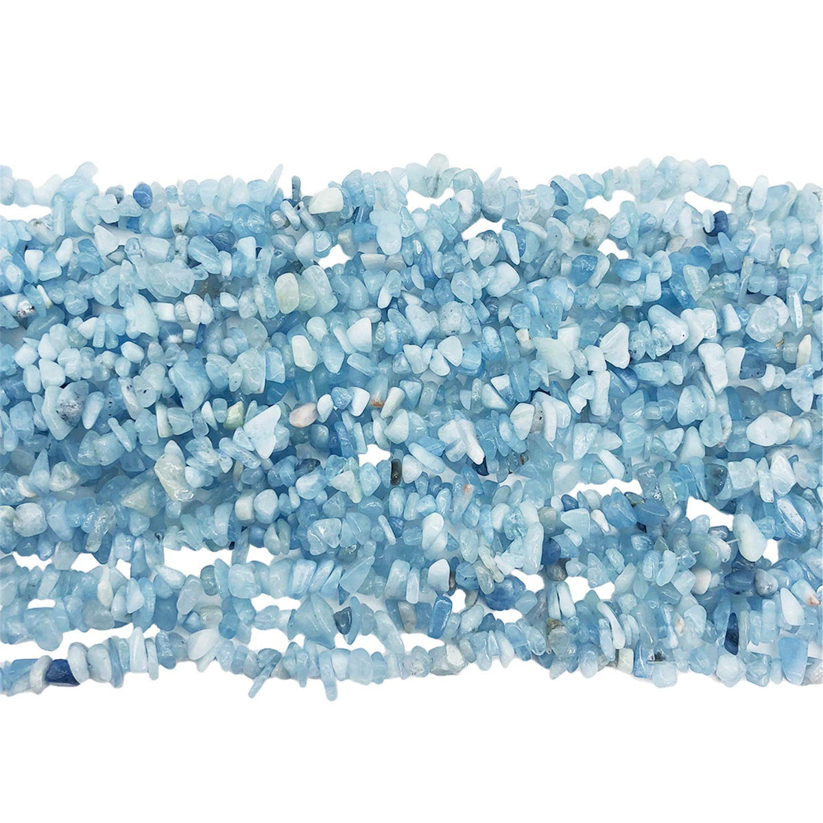 Fekuar 64" Irregular Tumbled Aquamarine Chip Beads for Jewelry Making, Healing Crystal Drilled Loose Bead Strand DIY Craft Supplies, 5-8mm