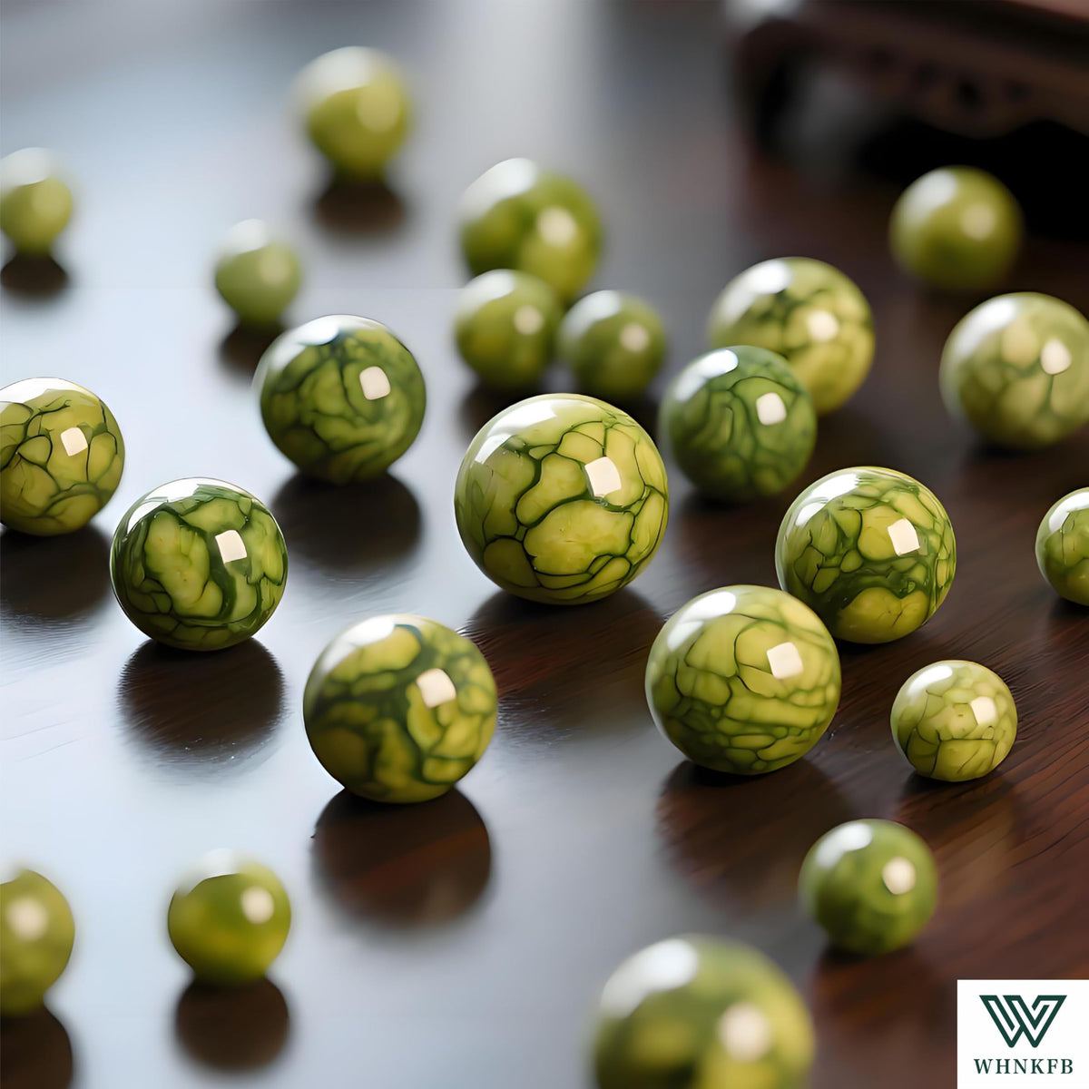 WHNKFB 8mm 50PCS Natural Green Serpentine Round Beads, Dragon Vein Loose Gemstone Beads for Jewelry Making Craft - 4mm 6mm 8mm 10mm Options with Free Elastic Cord