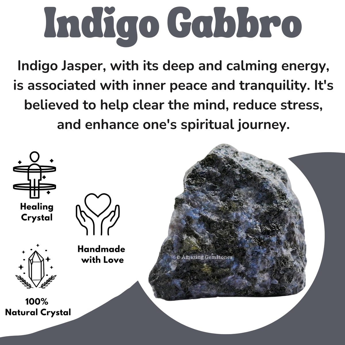 Amazing Gemstone 2 Pieces Indigo Gabbro Raw Crystals and Healing Stones, Natural Rocks for Tumbling and DIY Raw Stones and Crystals