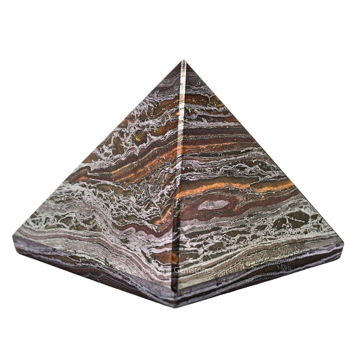 Amazing Gemstone Iron Tiger Eye Pyramid Crystal Healing Stones - 1" Great Pyramid Figurine of Natural Stone Pyramid for Meditation, Reiki, Chakra Balancing and Crystal Pyramids Grid