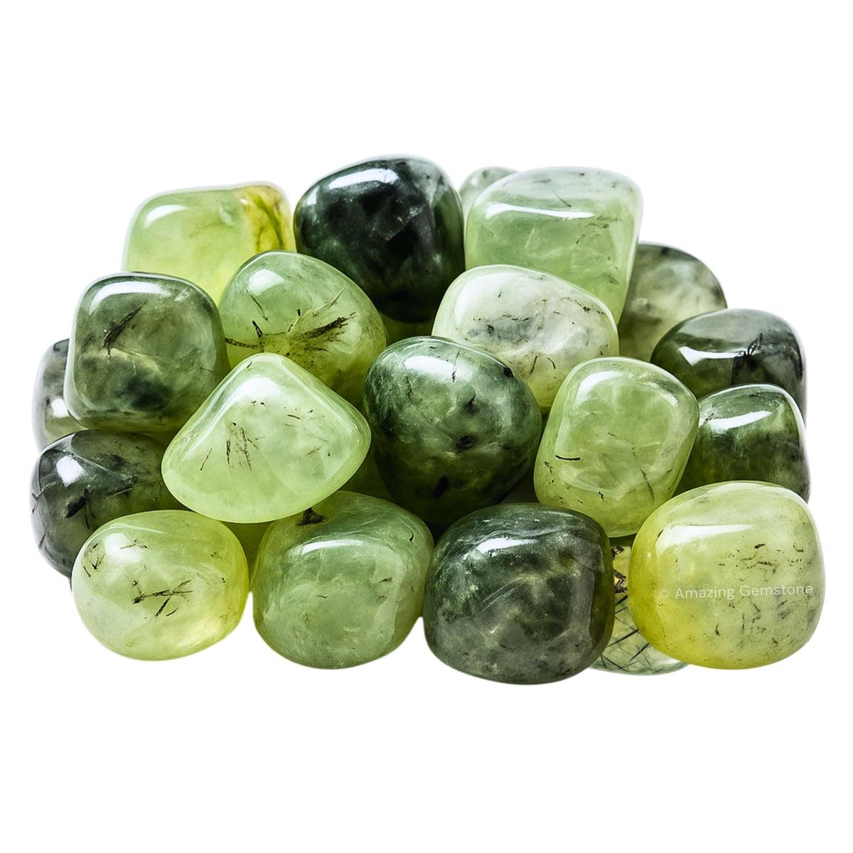 Amazing Gemstone Prehnite Crystal Tumbled Stones Polished Rocks - Natural Gem Stones for Healing - DIY Crystals for Protection (1 Piece)