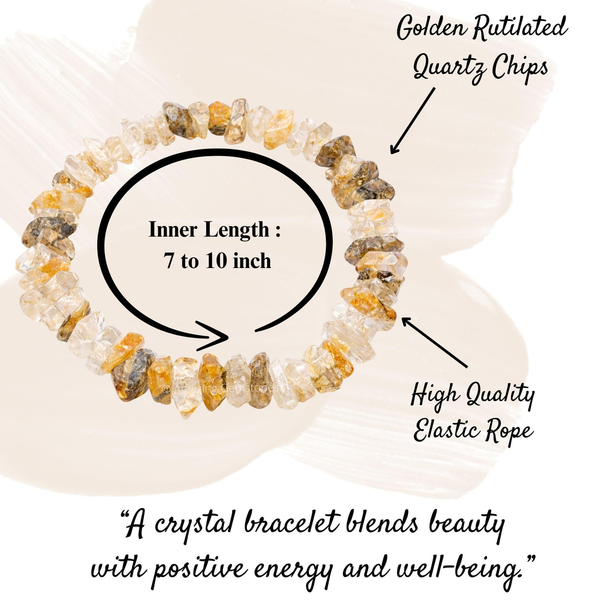 Amazing Gemstone Chips Bracelet (Golden Rutilated Quartz)