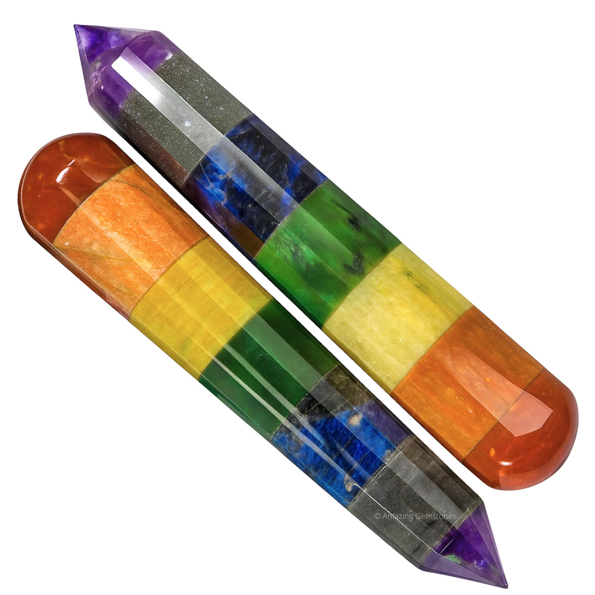Amazing Gemstone Large Chakra Crystal Wand Massage Stick - Pelvic Wand Gua Sha for Adults - Crystals and Healing Stones Massage Wands for Adults Gifts (Pointed)
