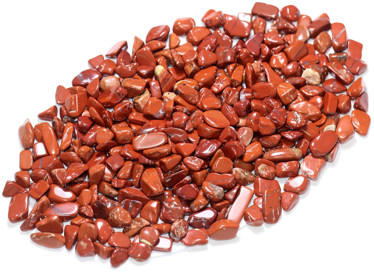 ZenQ 1 lb Red Jasper Tumbled Stone Chips Crushed Natural Crystal Quartz Pieces 0.27-0.6 Inch Each