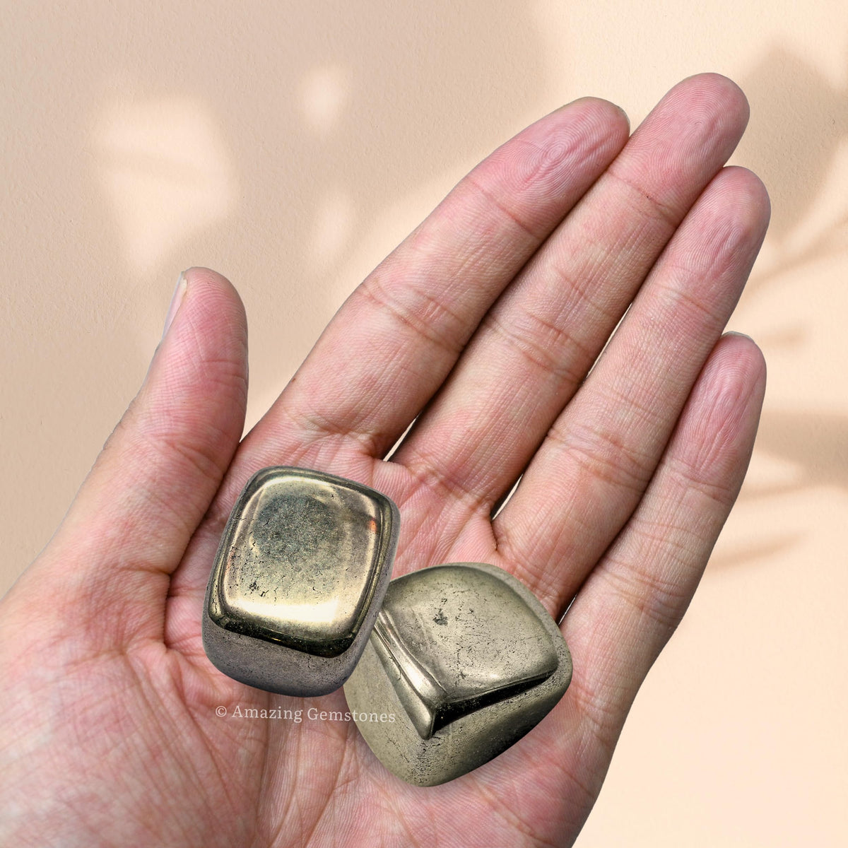 Amazing Gemstone Pyrite Crystals and Healing Stones Tumbled - 1 oz Pyrite Stone Gem Stones, Natural Healing Stones for Energy Balance, Stress Relief - Premium Polished Gems Rocks for Meditation