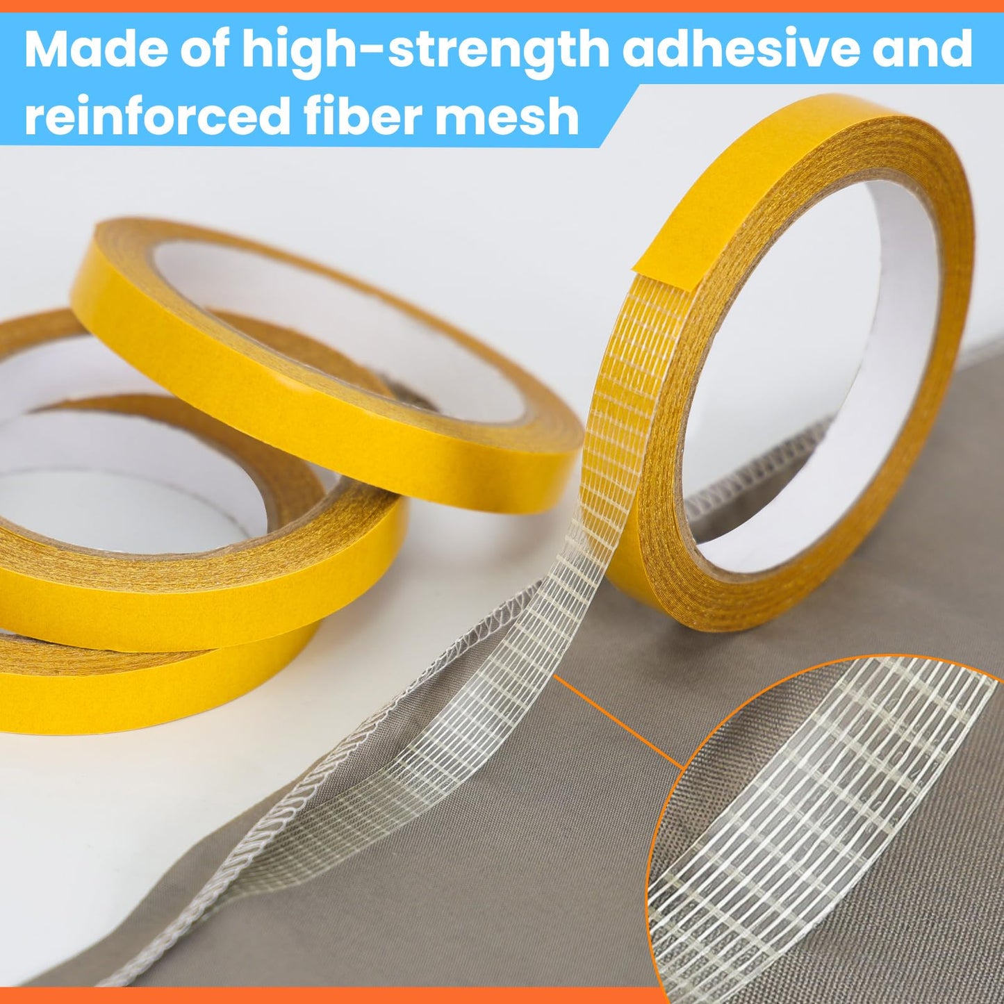 Double Sided Fabric Tape Heavy Duty for Hem, Fashion Dress, Cloth, Curtains, No Sewing or Ironing need, High Adhesive Sticky but Removable and Residue free, Multipurpose, 0.5 in x 33FT/10m x 4Rolls