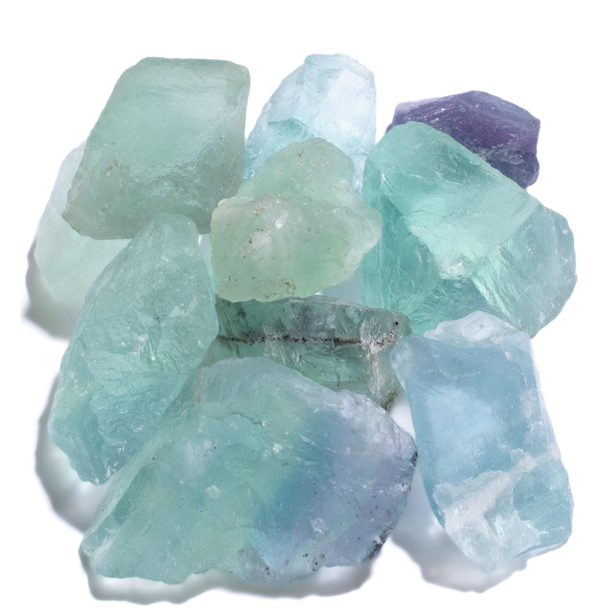 KALIFANO Rough Rainbow Fluorite 10 Stone Bulk Bundle with Healing & Calming Effects - AAA Grade High Energy Raw Fluorita - Reiki Crystal Used for Rock Tumbling and Lapidary (Family Owned and Operated)