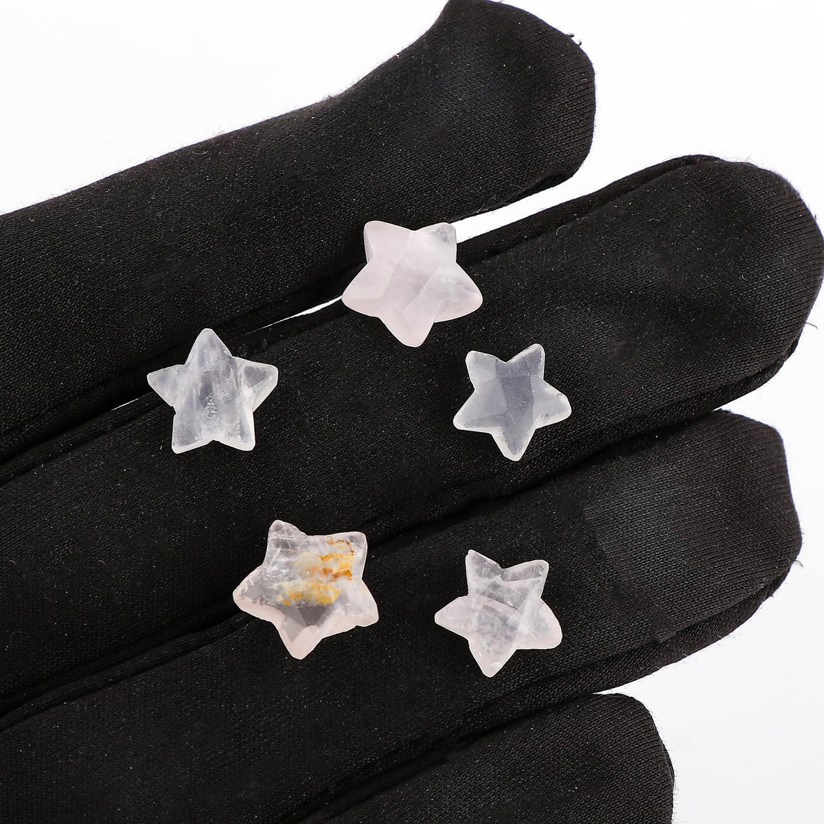 CRYSTALINES 5pcs, Wholesale Natural Rose Quartz Gemstones, Bulk Star Shape Stones, Assorted Loose Supply, DIY Craft-Jewelry Making, Chakra Healing Crystals, Gem Collection, 8-12mm