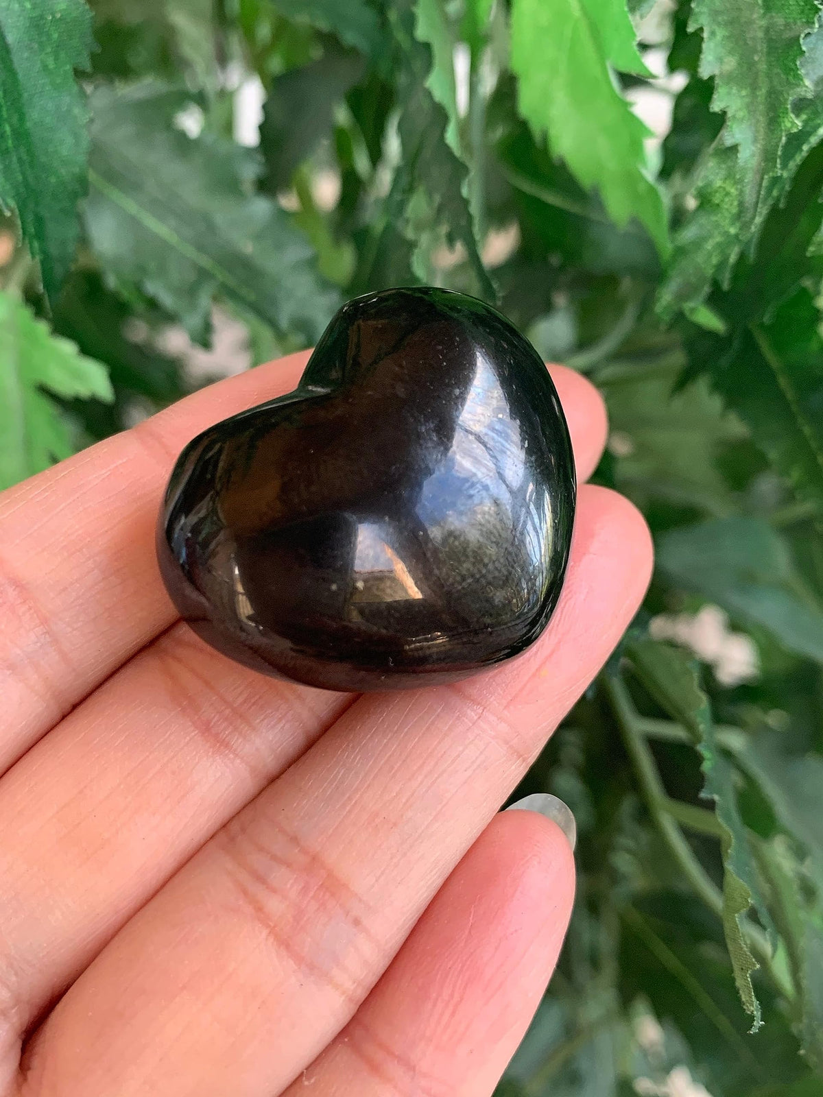 GAF TREASURES Shungite Gemstone Hearts, Polished Shungite Puffy Hearts, Shungite Crystal Palm Stone, Shungite Healing Crystal Hearts (1 Heart)