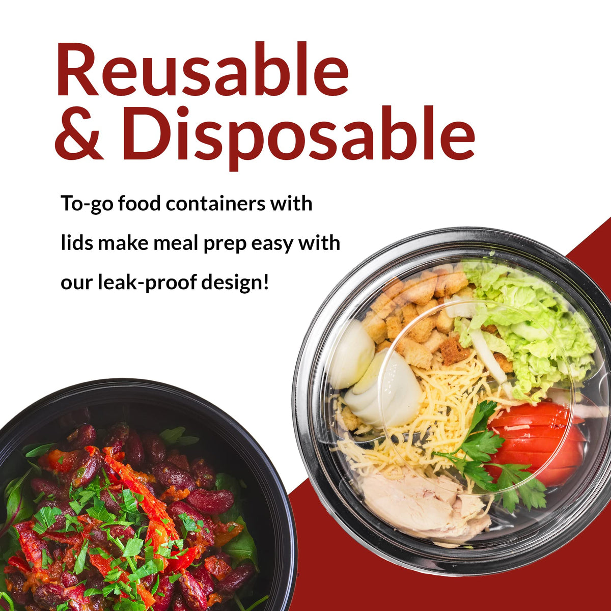 Reli. Meal Prep Containers, 32 oz. | 45 Pack | Reusable Meal Prep Bowls/Food Containers | Microwavable Bowls with Airtight Lids, Black Food Storage