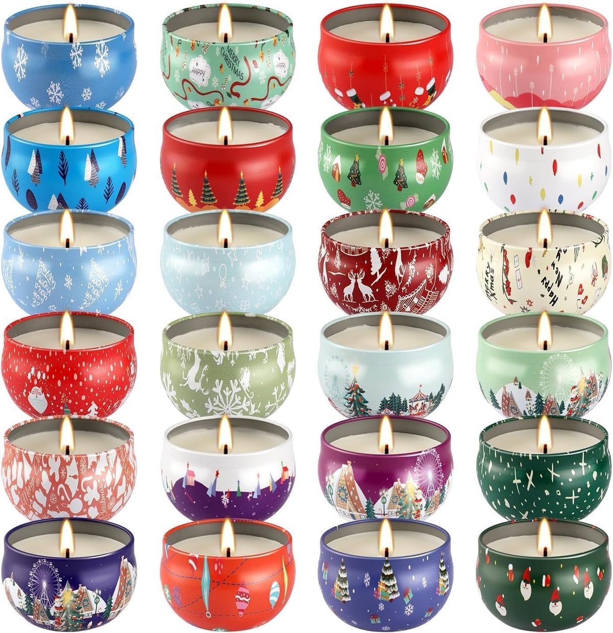 AYIQIW 24 Pack Christmas Scented Candles Gift Set for Woman, Jar Candle, 2.5 oz Soy Wax Tin Candle-Ideal Gift for Travel Home Décor,Aromatherapy
