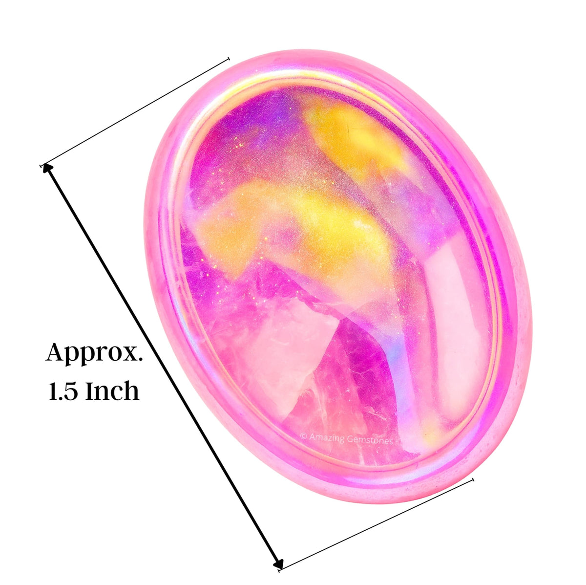 Amazing Gemstone Angel Aura Rose Quartz Worry Stone Crystals & Healing Stones - Worry Stones for Stress Relief Gifts - Piedra Crystal Fidget for Meditation - Stocking Stuffers and Birthday Gifts