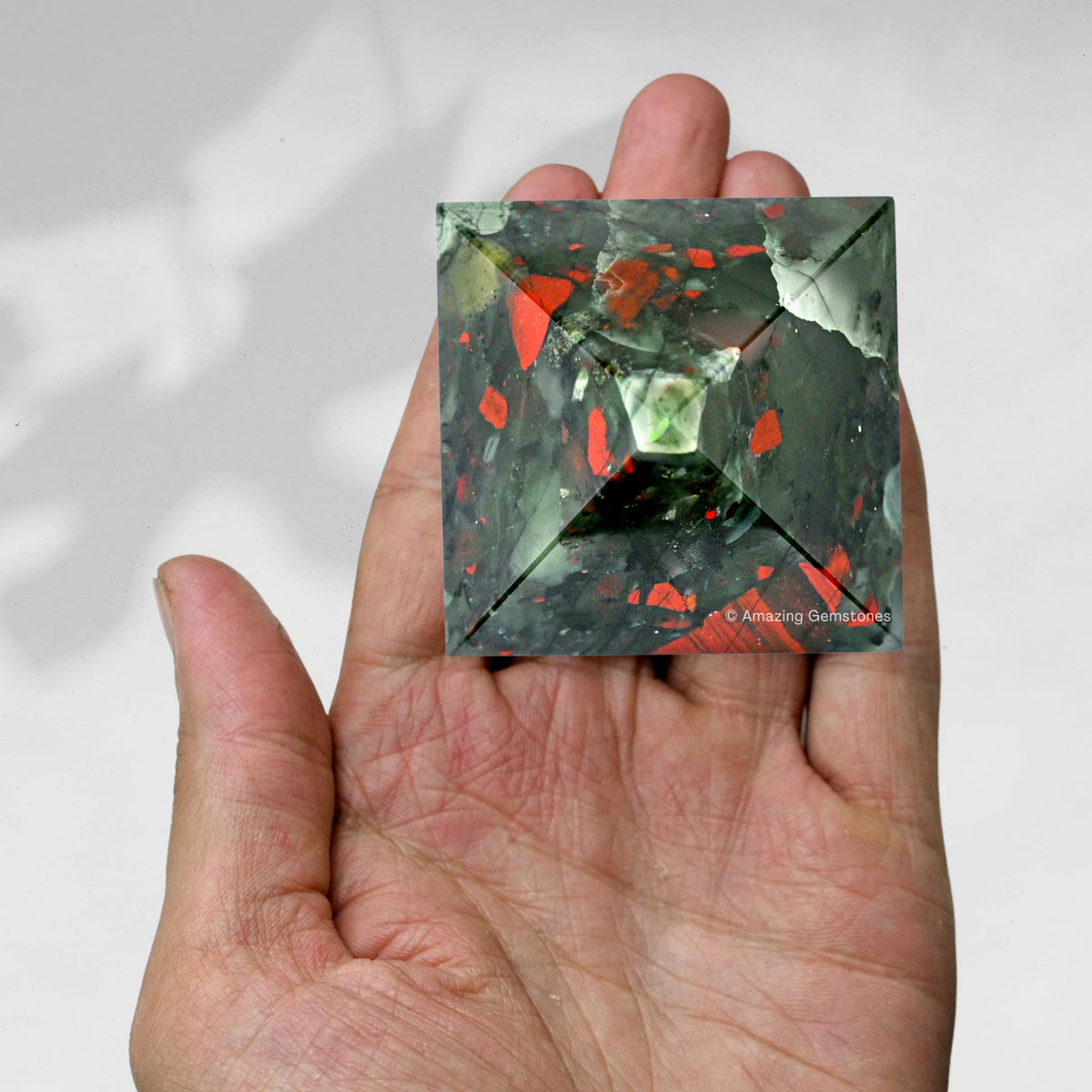 Amazing Gemstone African Bloodstone Pyramid Crystal Healing Stones - 2" Great Pyramid Figurine of Natural Stone Pyramid for Meditation, Reiki, Chakra Balancing and Crystal Pyramids Grid