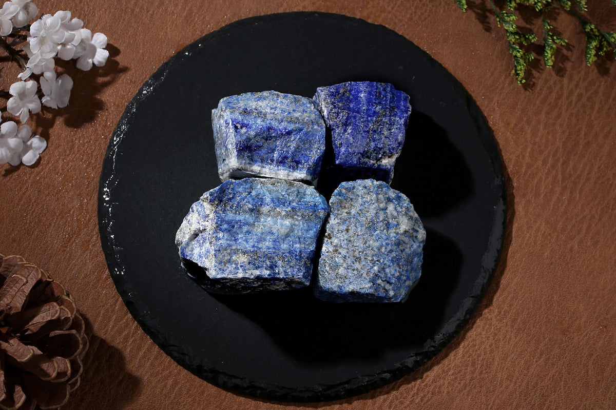 QINJIEJIE Lapis Lazuli 2PCS Natural Rough Crystal 1.8-2.2'' Rocks Bulk Large Healing Crystal Rocks Stones for Tumbling Cabbing Polishing Fountain Rocks DIY Decoration Gifts