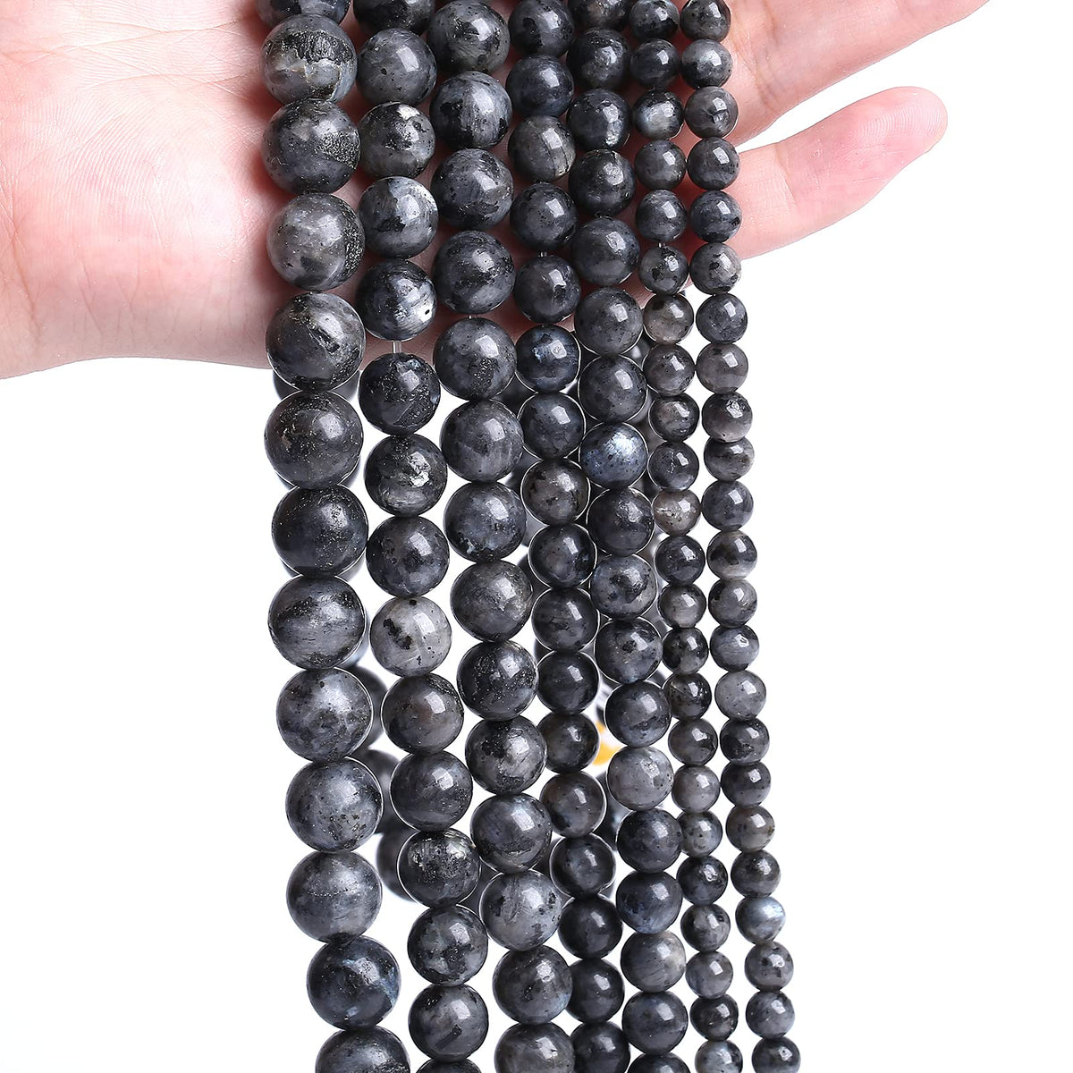 10mm 38pcs Natural Black Labradorite Stone Beads Round Larvikite Beads for Jewelry Making DIY Bracelet 15" Strand Wholesale (Black Larvikite Labradorite Beads, 10mm)