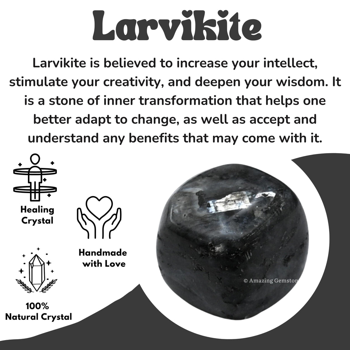 Amazing Gemstone Larvikite Crystals&Healing Stones Tumbled - 1 oz Larvikite Stone Gem Stones, Healing Stones for Energy Balance, Stress Relief - Premium Polished Gems Rocks for Meditation&Wellness