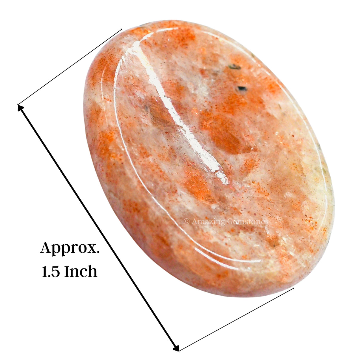 Amazing Gemstone Sunstone Worry Stone, Healing Crystals - Piedra Crystal Fidget for Gift, Meditation, Calming, Relaxation, Stress Relief