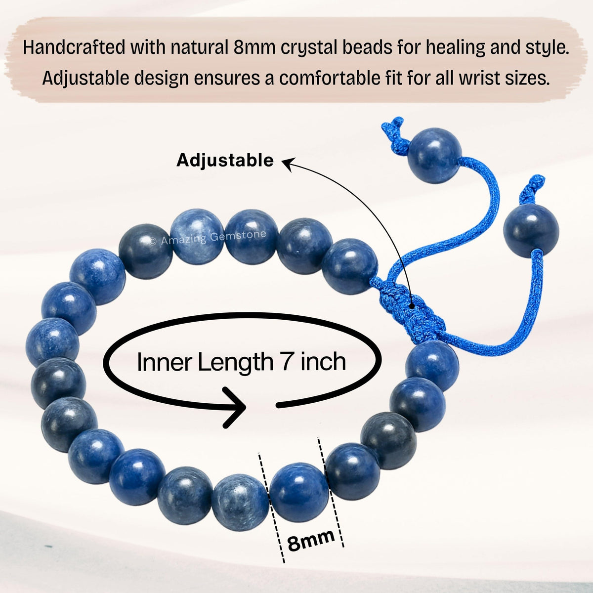 Amazing Gemstone Sodalite Bracelet for Women Men's Gifts - Protection Healing Crystal Bracelet - 8mm Gemstone Beaded Adjustable Bracelet