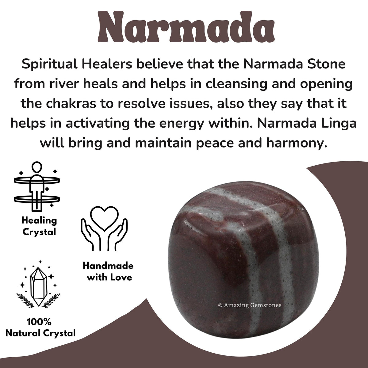 Amazing Gemstone 1oz Narmada Shiva Lingam Crystals & Healing Stones Tumbled,Healing Stones for Energy Balance,Stress Relief - Premium Polished Gems Rocks for Meditation&Wellness