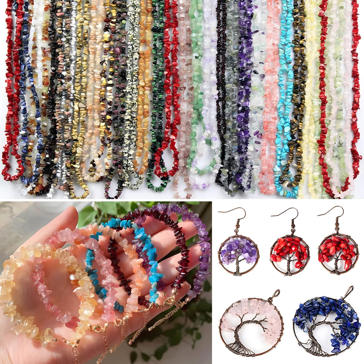 Natural Chip Stone Beads 450pcs Blue Turquoise Chips 5-8mm Irregular Healing Crystal Rocks Hole Drilled DIY Loose Gemstone Beads for Jewelry Making Bracelet Earrings Necklace Crafting