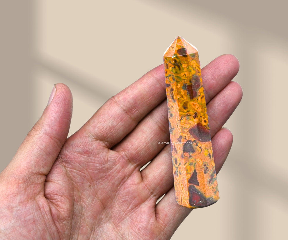 Amazing Gemstone Fruit Jasper Crystal Towers - Natural Healing Crystal Point Obelisk for Reiki Healing and Crystal Grid (3" to 4" INCH)