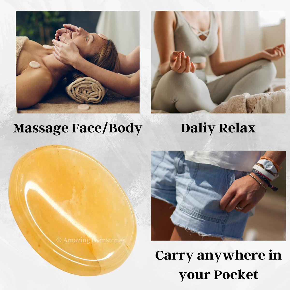 Amazing Gemstone Yellow Aventurine Worry Stone Crystals and Healing Stones - Worry Stones for Stress Relief Gifts - Piedra Crystal Fidget for Meditation - Unique Stocking Stuffers and Birthday Gifts