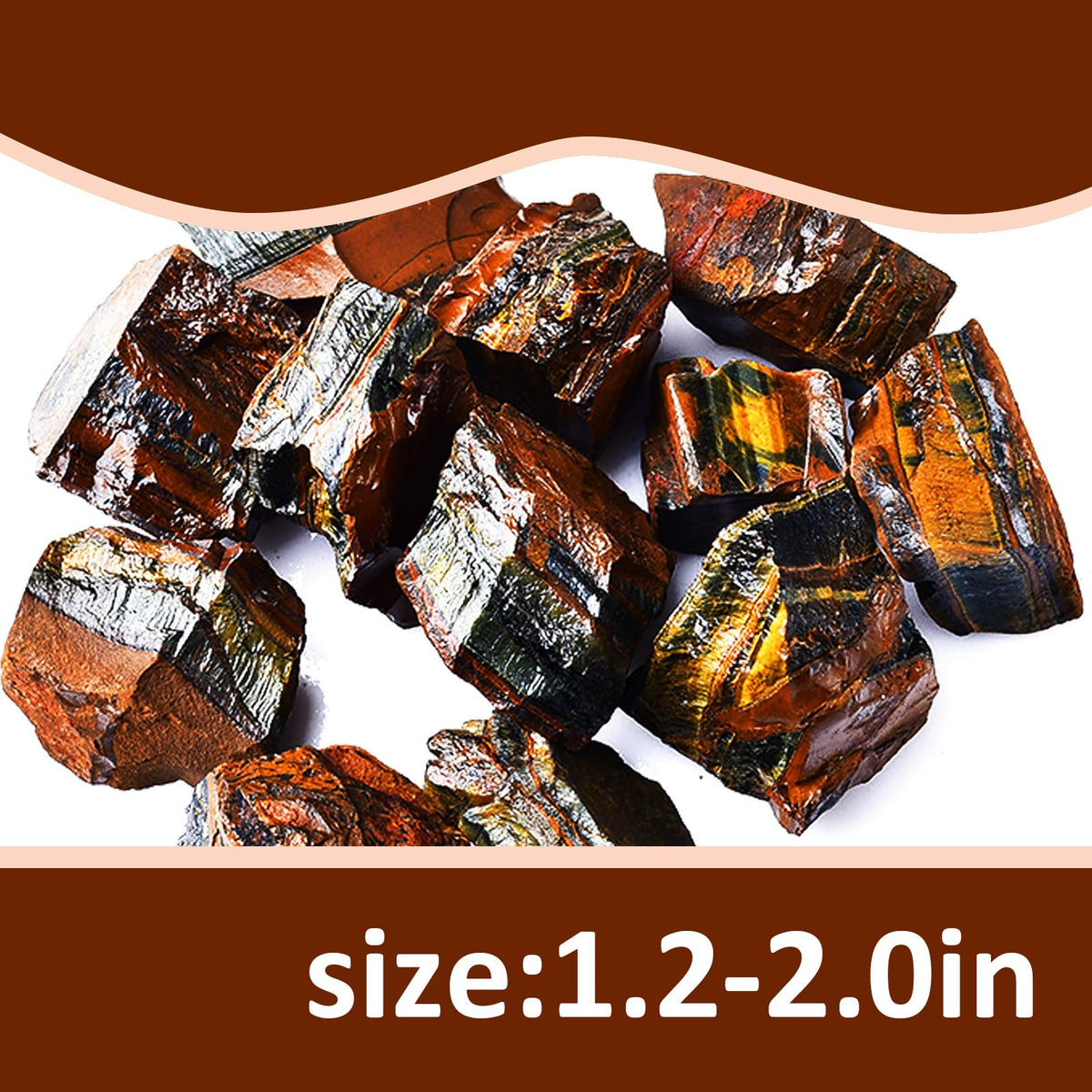 Raw Crystals, Large 1.2-2.0" Healing Crystal Natural Rough Stones for Intuition,Chakra,Meditation,Decoration,Polishing,Energy Work (Tiger's Eye, 3.5oz-1.2-2.0"raw Crystals)