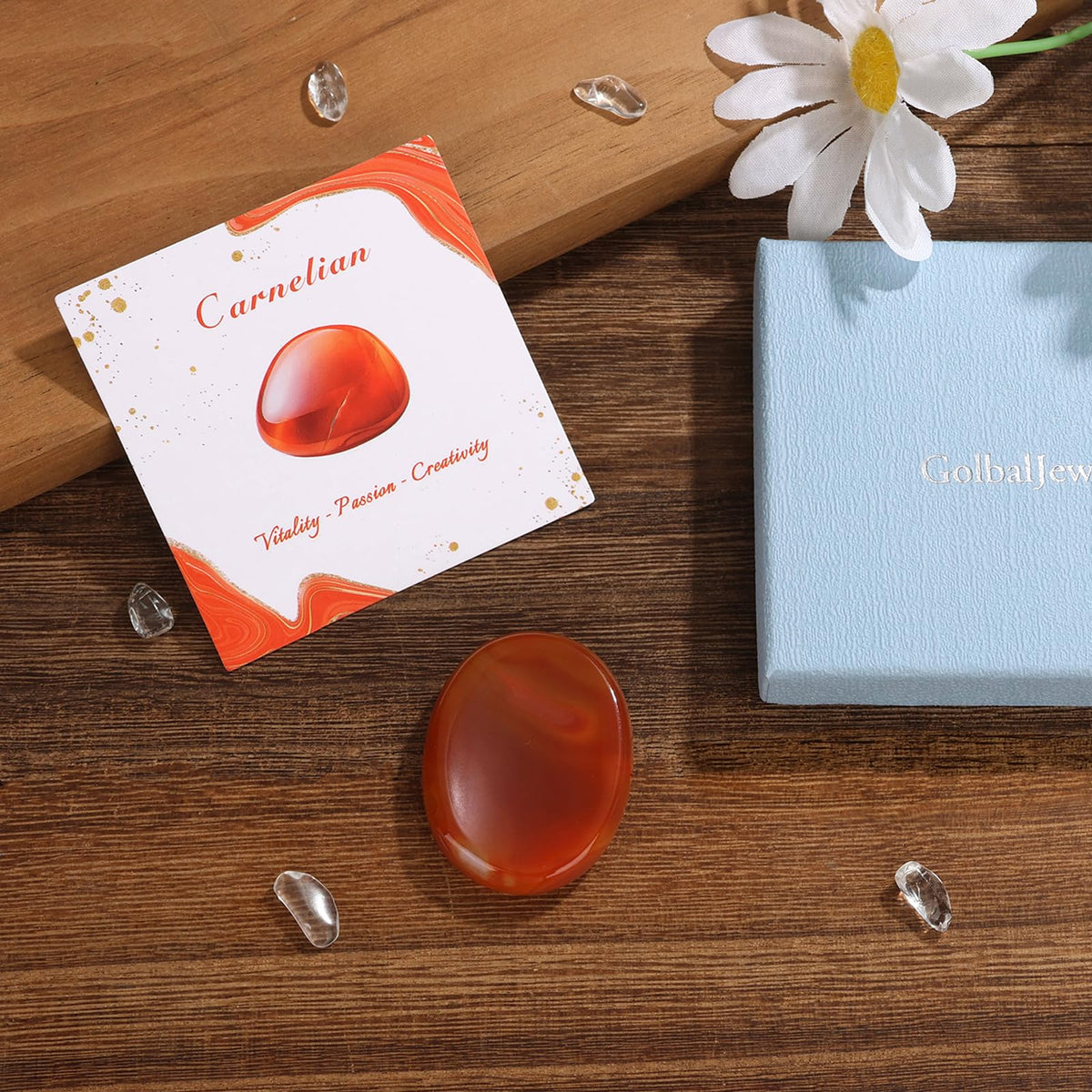 GolbalJew Carnelian Thumb Worry Stone for Anxiety Healing Crystals Sets, Hand Carved Crystals and Healing Stones, Meditation Crystal Reiki Natural Relax Palm Stone for Anxiety Therapy Relief