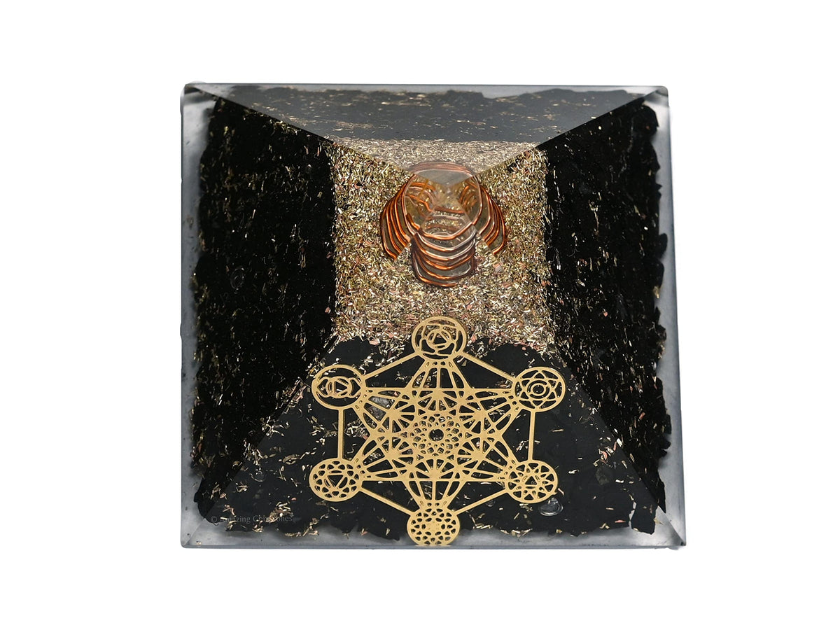 Amazing Gemstone Large Black Tourmaline Orgone Pyramid Crystal, Chakra Metatron Orgonite Pyramid - Positive Energy Healing
