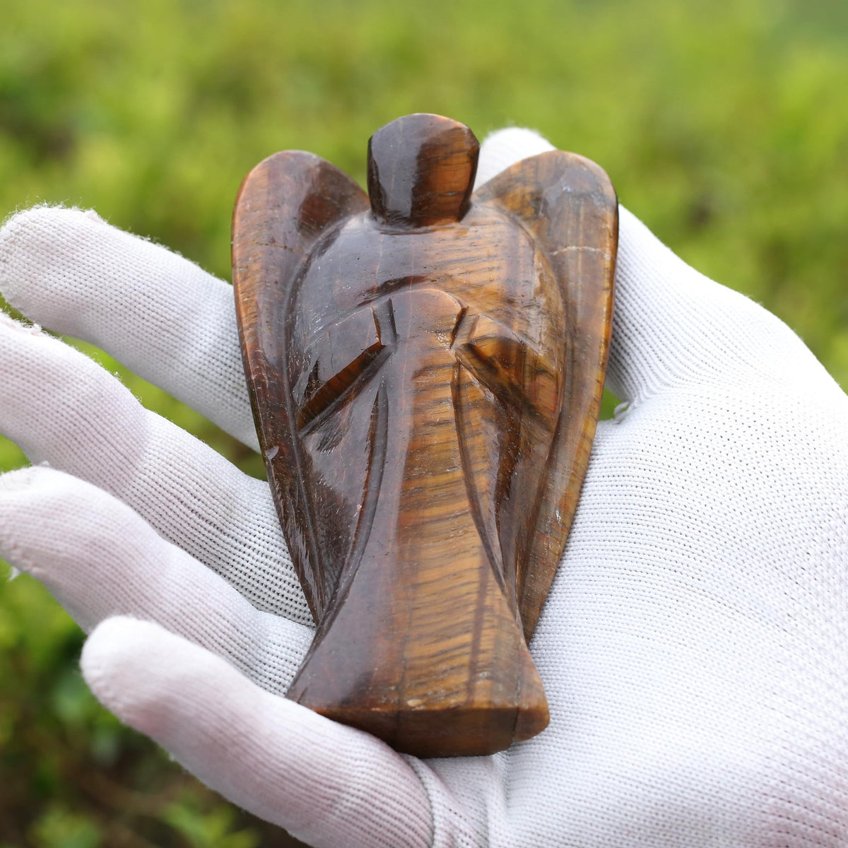 GEMHUB 1099.85 Ct. Natural Brown Tiger Eye Stone Angel Hand Carved Angels Figurines
