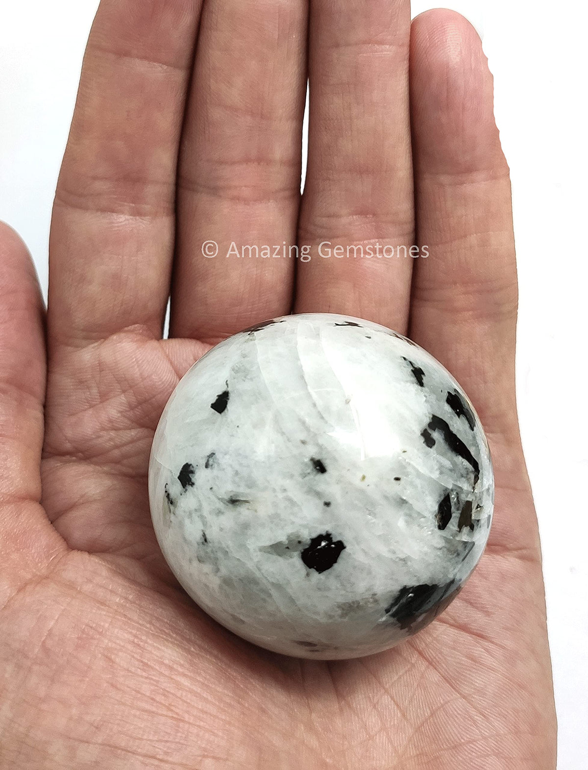 Rainbow Moonstone Crystal Sphere Round Ball with Sphere Holder Stand, Natural Healing Stone Sphere for Massage Meditation Crystal Grid Witchcraft Supplies Reiki Yoga