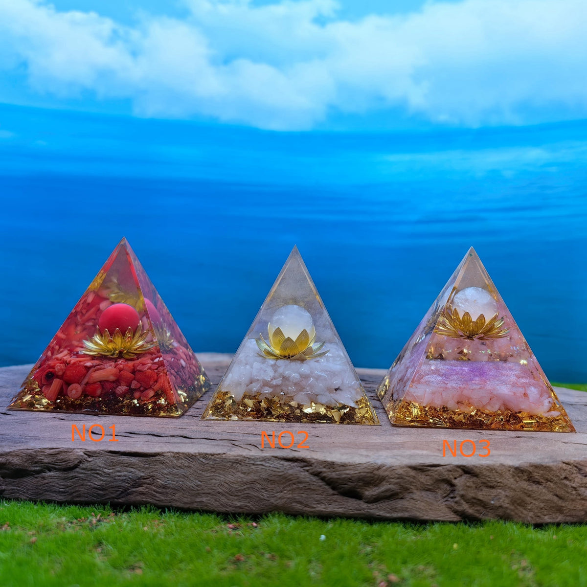 Healing Crystals Orgone Pyramid for Positive Energy, Stress Reduction, and Attracting Wealth and Luck Reduce Stress and Promote Healing with this Crystal Pyramid Home Decor (NO5,6cm)